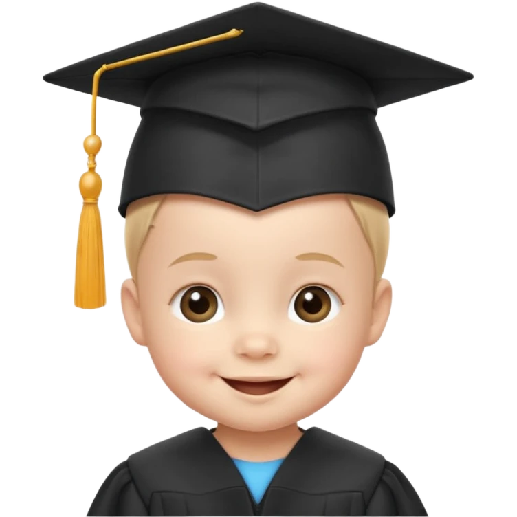 baby wearing a graduation hat, feels happy, age 3-5 kid
just need face and hat emoji
