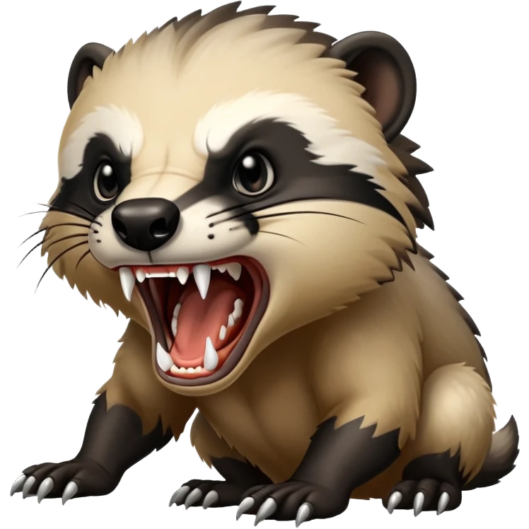 angry honey badger, furious, showing teeth, aggressive pose emoji