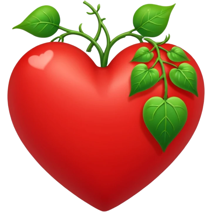 red heart with green vines growing around it emoji