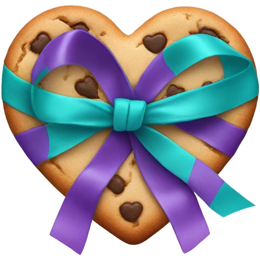 Cookie heart with teal purple awareness ribbon emoji