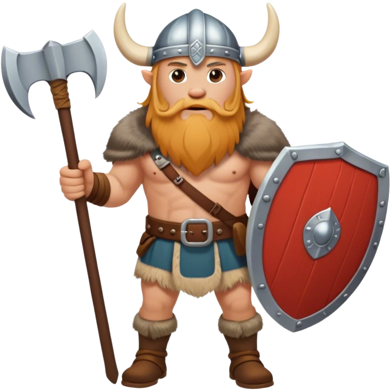 full-length Norwegian Viking with shield and axe and cloth emoji