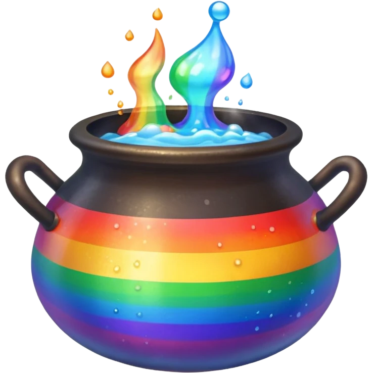 rainbow potion in a cauldron emoji