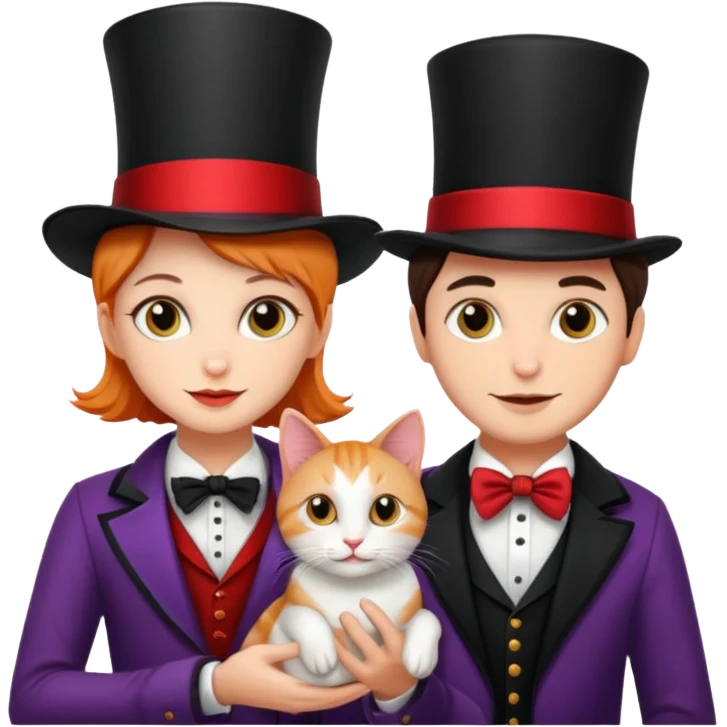 magician couple and their pet cat emoji