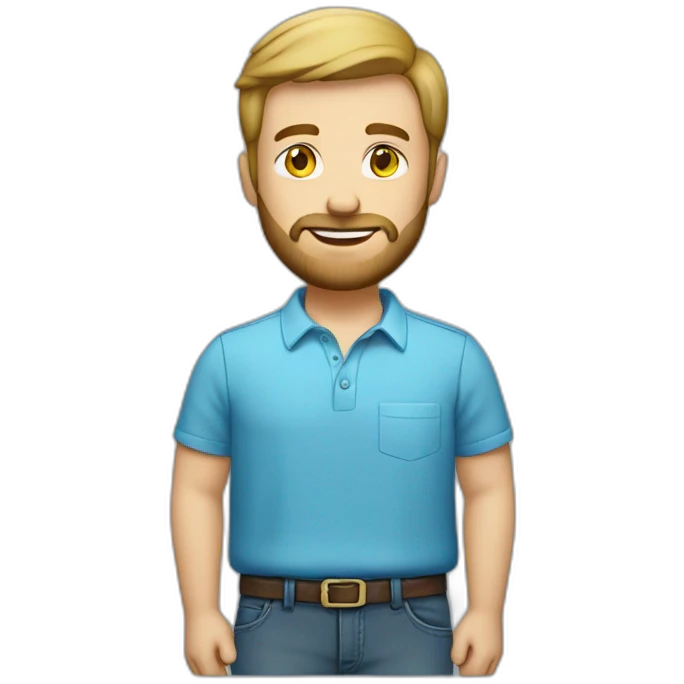 caucasian male with small beard blue shirt and with money emoji