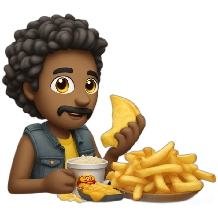 Leon comiendo papas fritas emoji