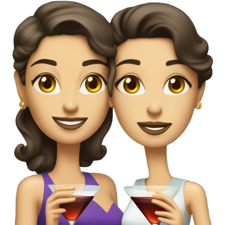 rich caucasian women two friends sipping martinis brunettes emoji