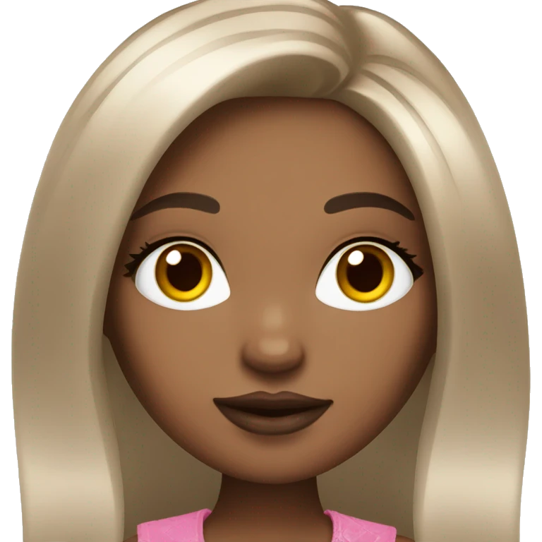 Bratz with white skin, brown hair and brown eyes and makeup emoji