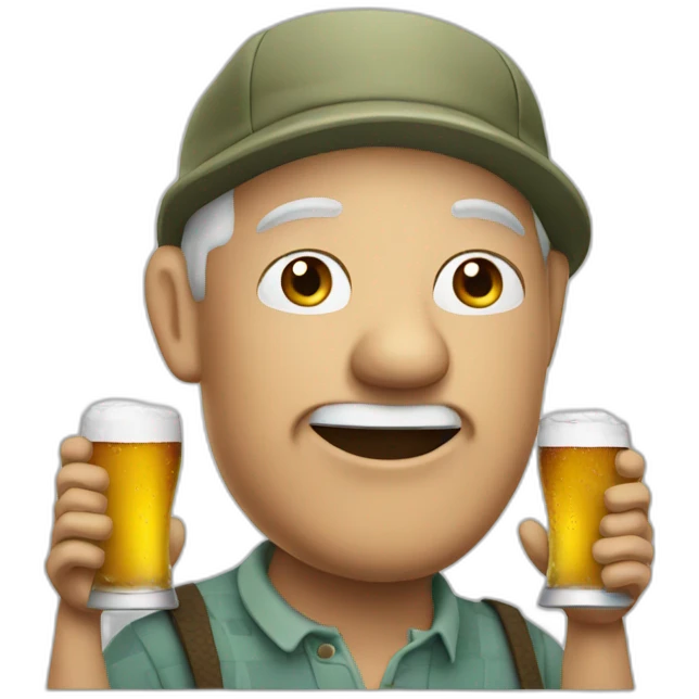 Old Golfer drinks beers emoji