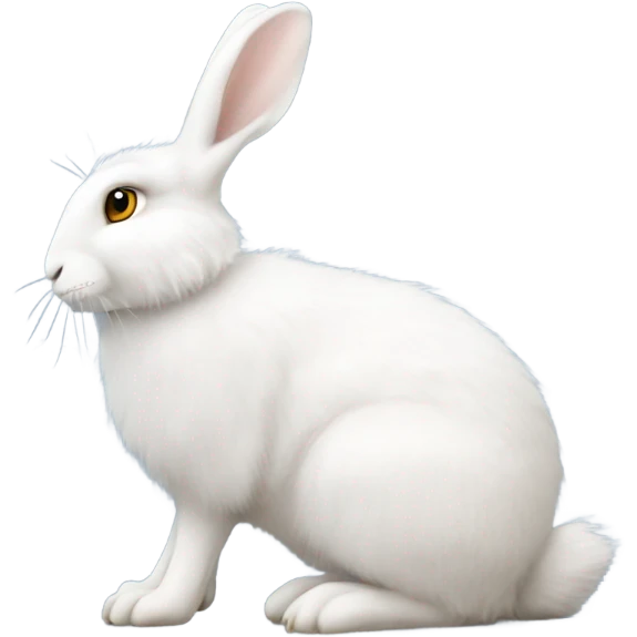 white hare round body sitting down no feet very fluffy side view full body emoji