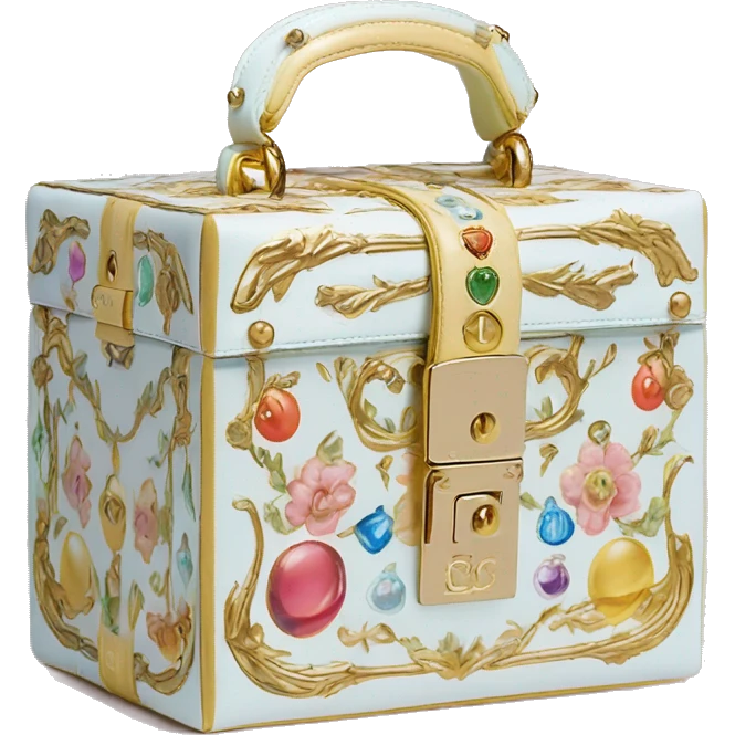 Dolce and Gabbana small box bag with colourful pastel ornament print and golden detais  emoji