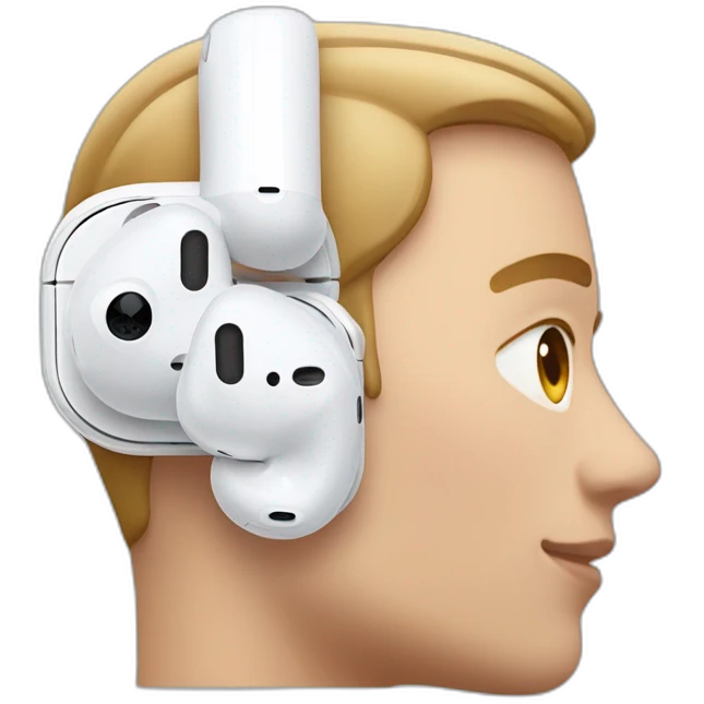 airpods in, side of face emoji