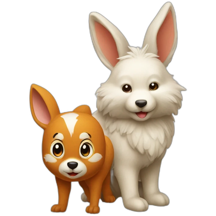 Ours avec un lapin avec un coq avec un renard emoji