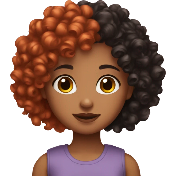 girl with curly red hair friends with brown skin girl with black curly hair emoji