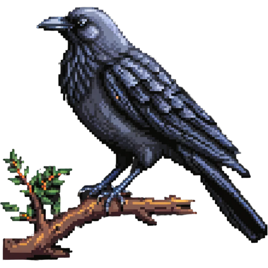Crow perched on a branch emoji