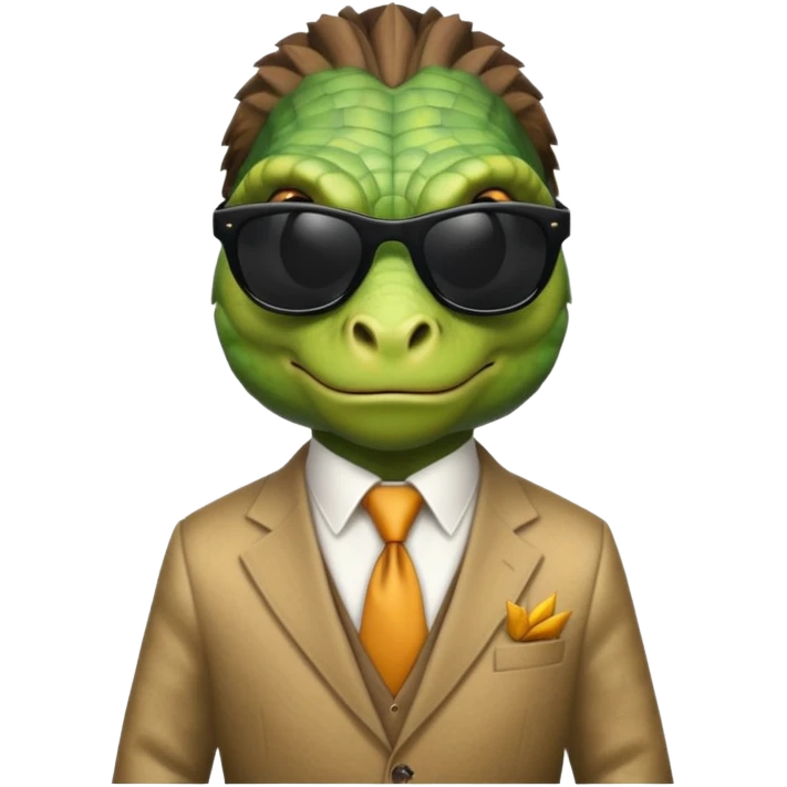 capitalist iguana banker godfather with black sunglasses emoji