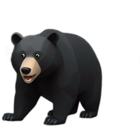 Lowpoly black bear with gas station emoji