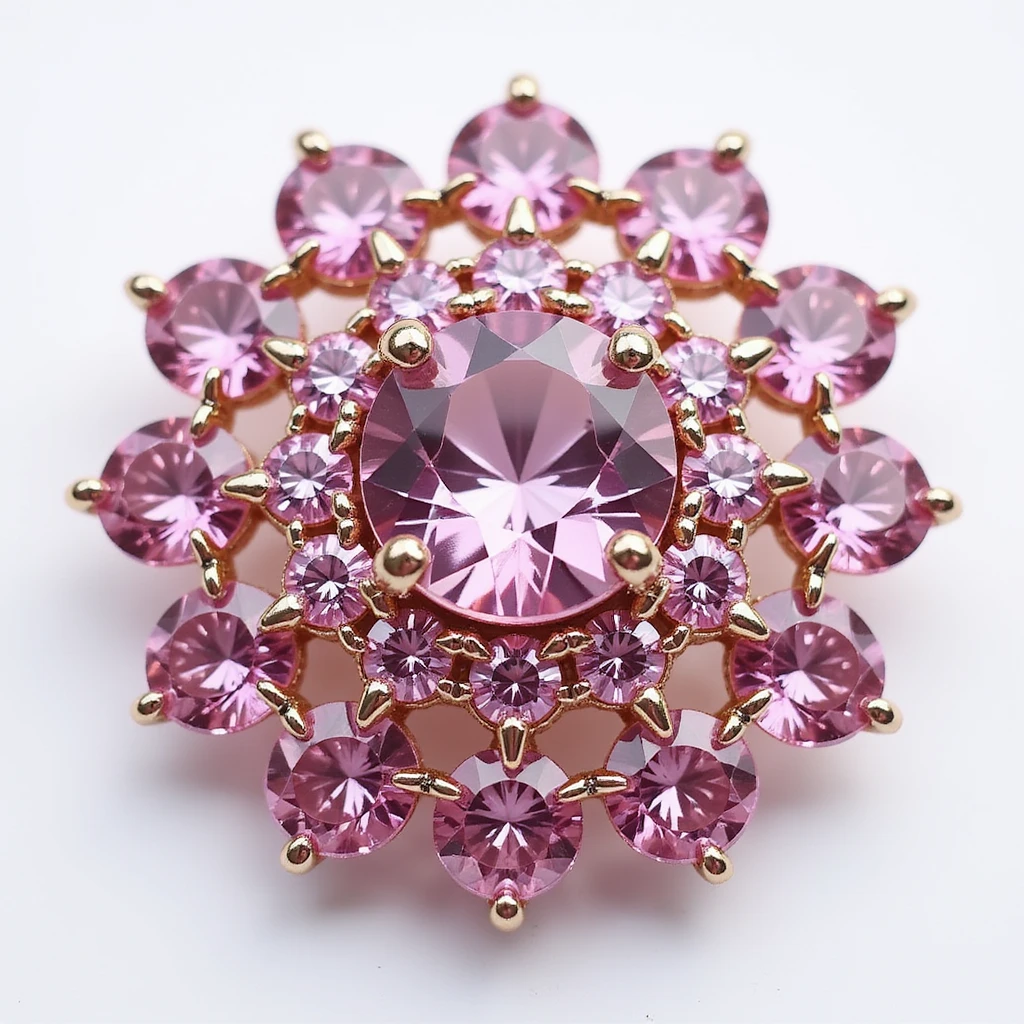 cluster of small pink diamonds arranged in a circle, elegant style, photorealistic, shiny emoji