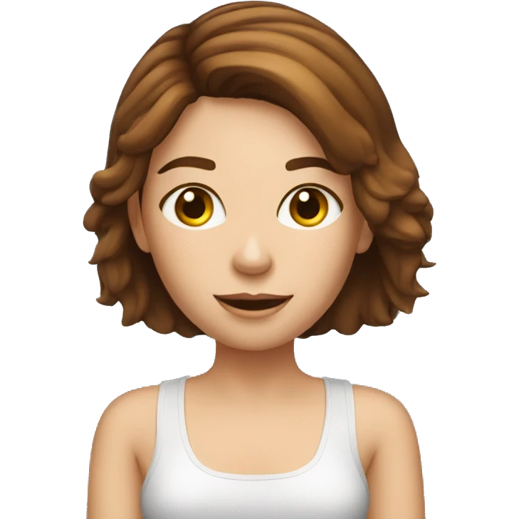 brown hair girl with freckles on her face and a computer on her hand. marketing woman emoji