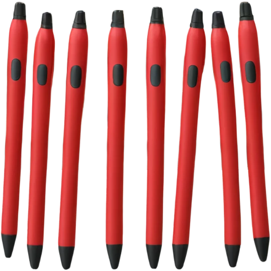 ten red office pens in a desk  emoji