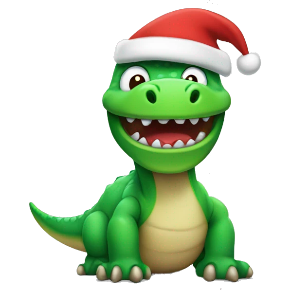 Green Dino wearing a Santa hat  emoji