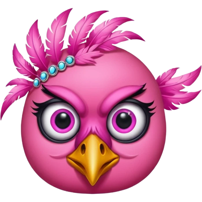 pink bird with piercings and tattooes two eyes emoji