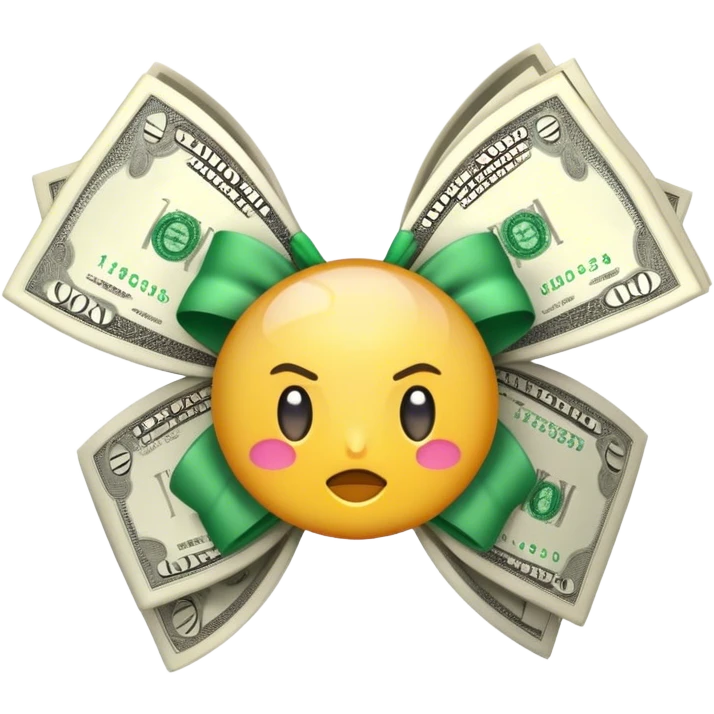 Money rapped in a light pibk bow emoji