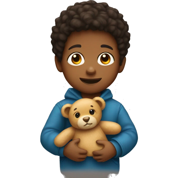 small child boy holding a Teddy bear  emoji