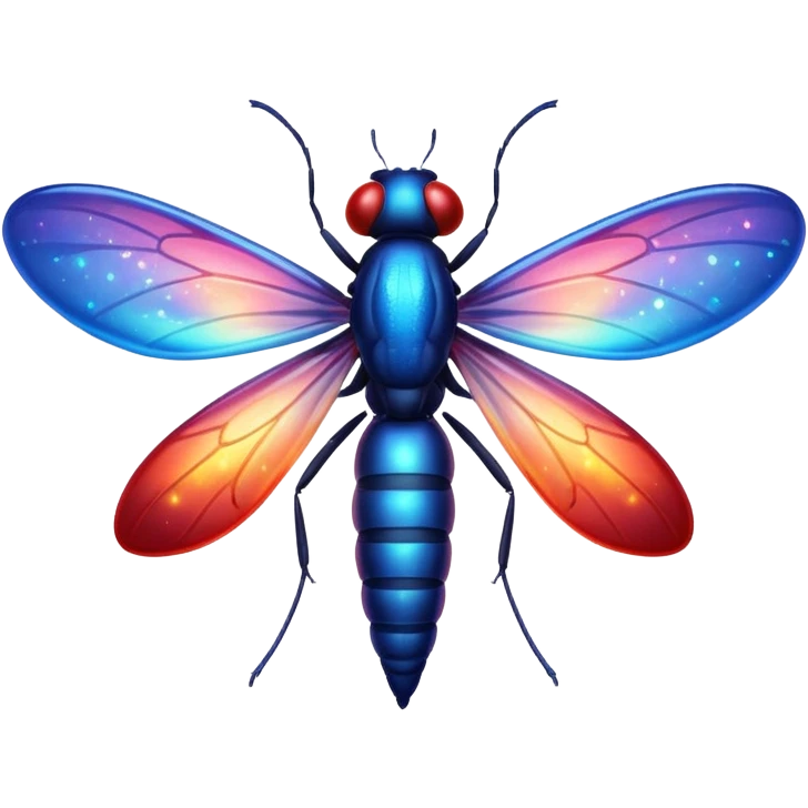 glitter red and blue firefly emoji
