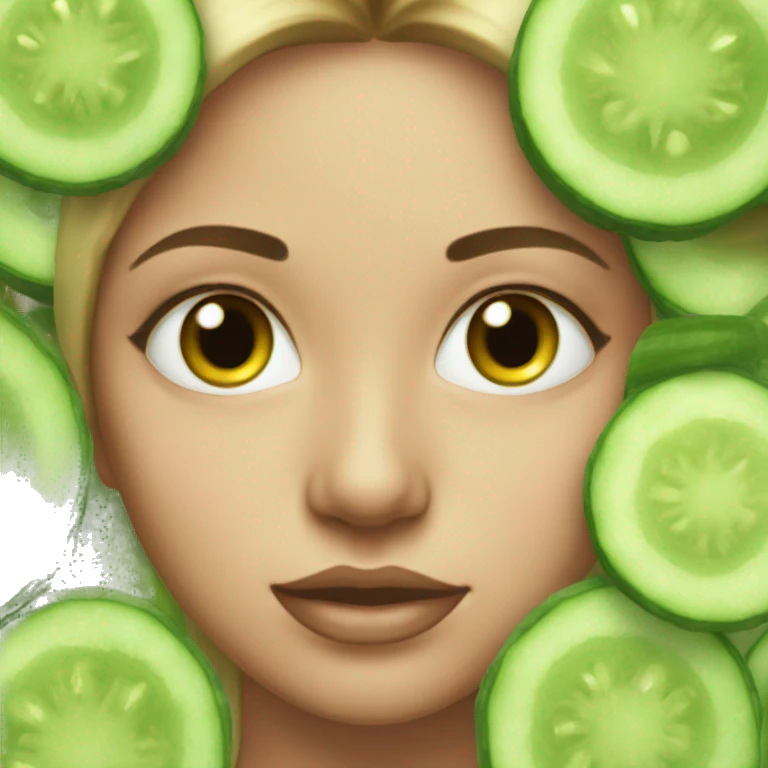 girl facial with cucumbers on her eyes emoji