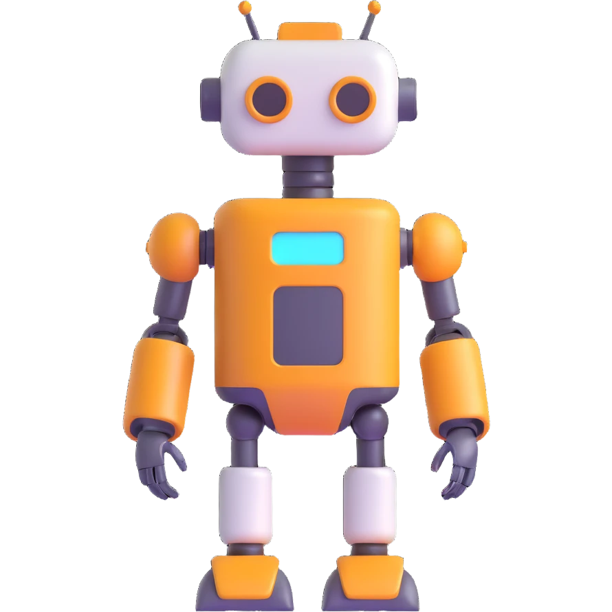 A robot in 3D emoji style, resembling Microsoft's fluent emojis, with a three-dimensional appearance and soft shadows. emoji