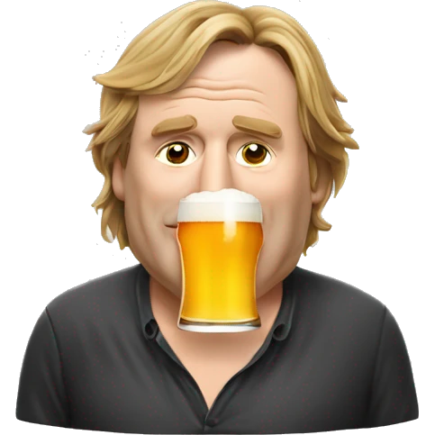 Depardieu boit une bière emoji