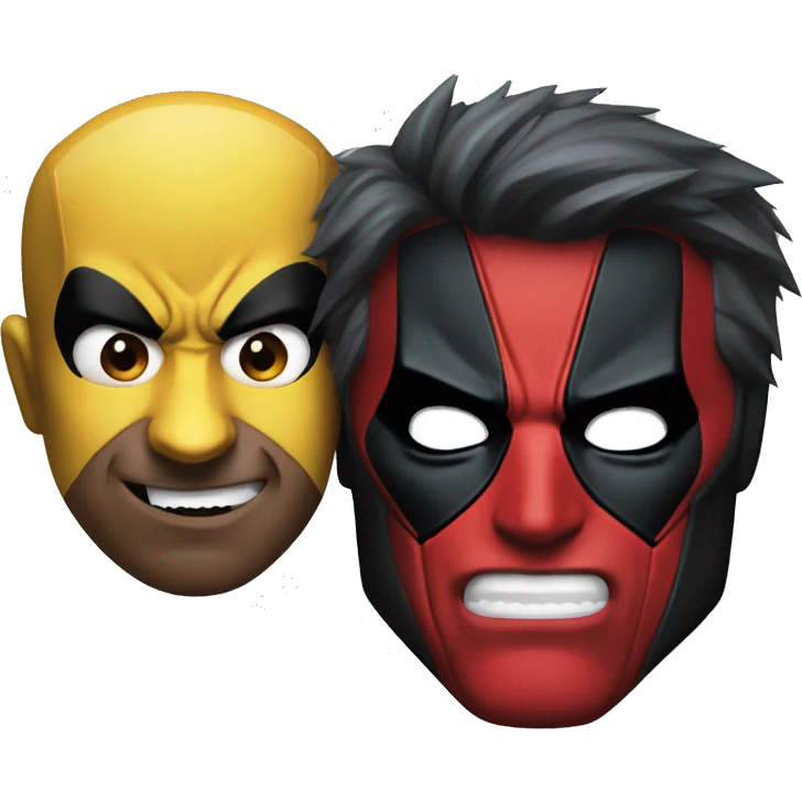 Deadpool and wolverine half faces emoji