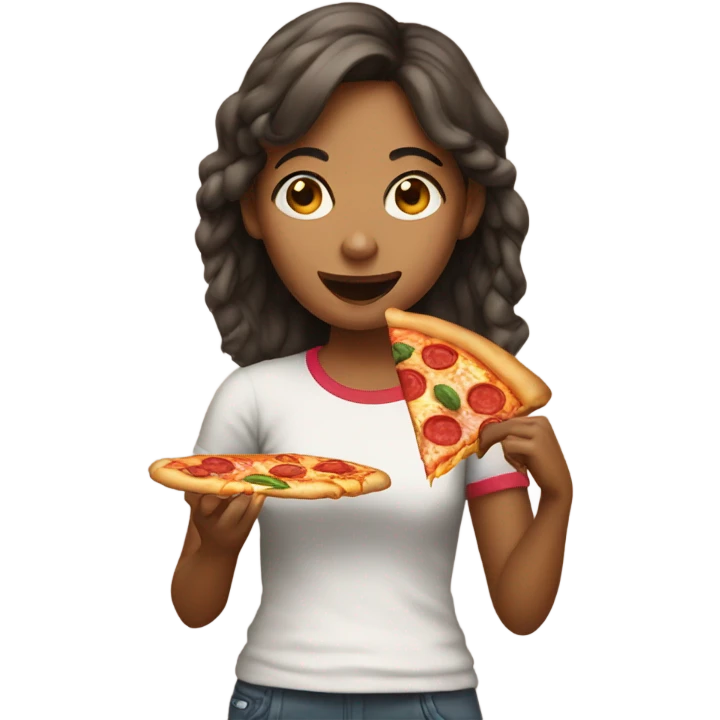 Girl eating pizza emoji