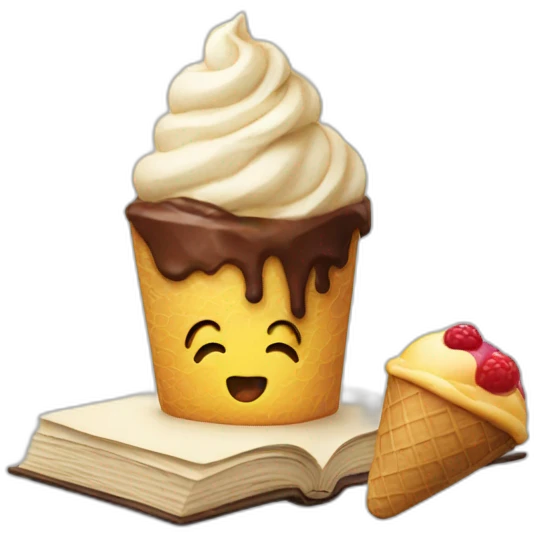 book and ice cream emoji