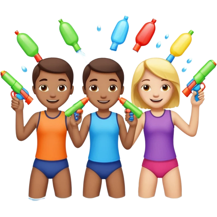 children playing with water guns emoji