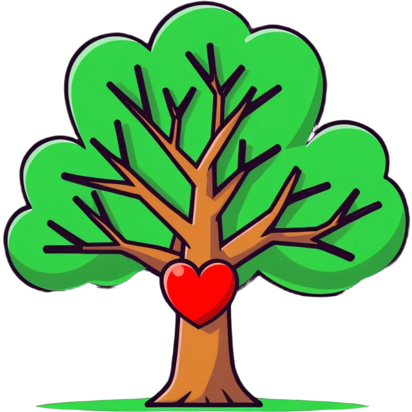 tree with a heart emoji