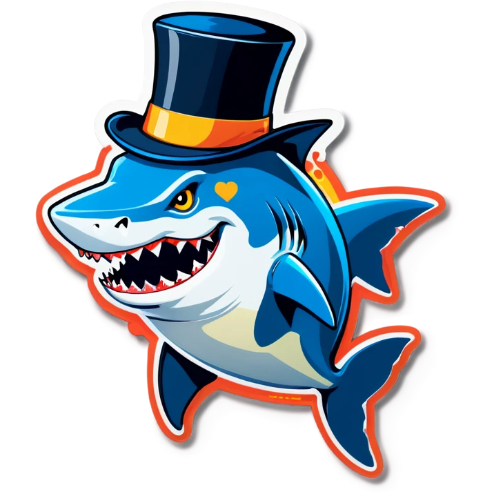 Shark with a top hat emoji