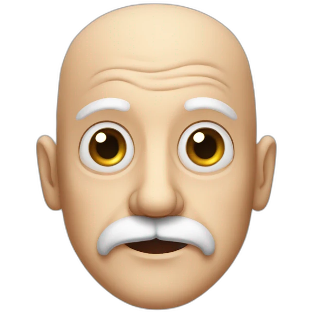 old man with big eyes, french moustache and bald head emoji