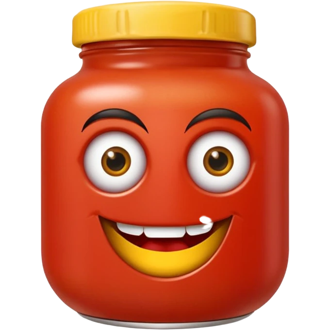 Un tarro de salsa de tomate y un tarro de salsa de mostaza al uno al lado del otro, los dos tarros con ojos emoji