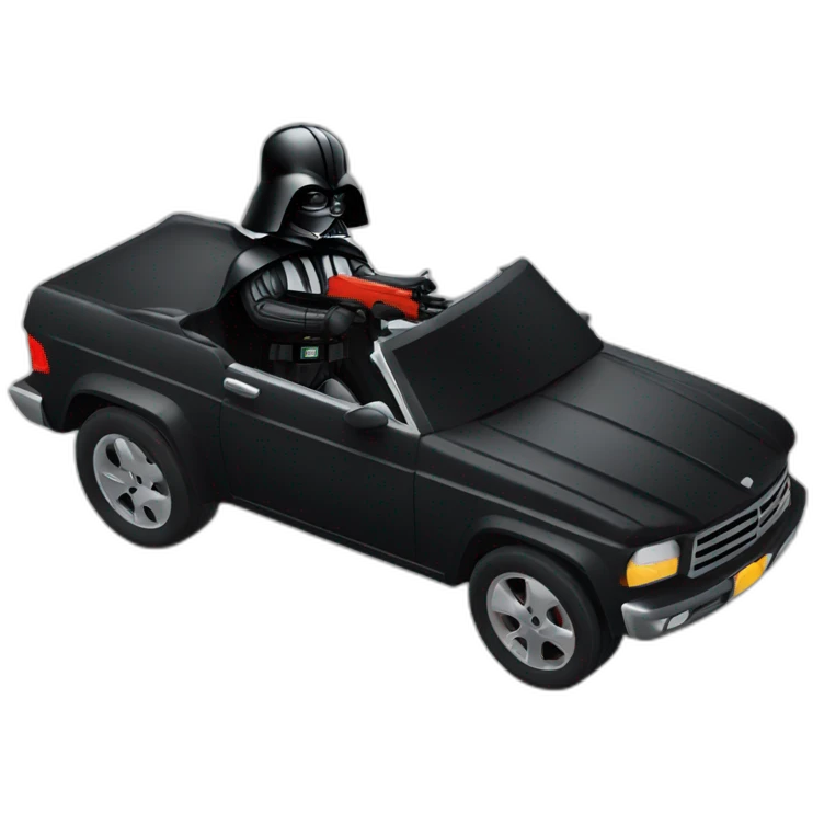 Dark vader driving a car with gun emoji