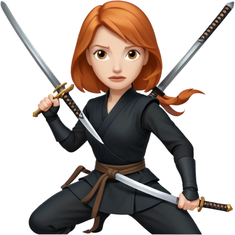 Jessica Chastain, in a ninja position with swords emoji
