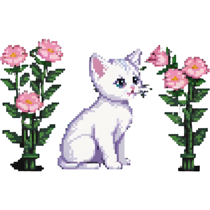 Kitten smells flowers emoji