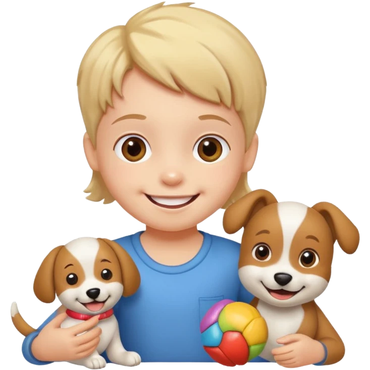 child with dog toys emoji