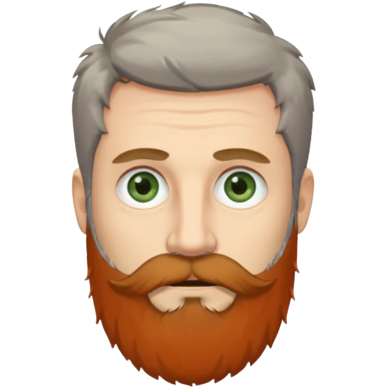 Greenish grey eyed adult man with greyish messy short hair and a very long beard. Pale skin. emoji