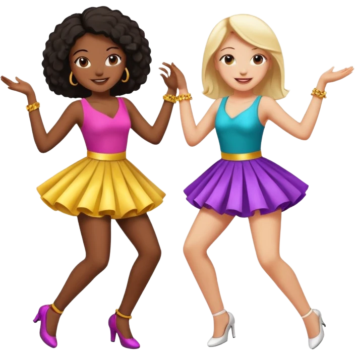 Best friends dancing at a party: one black girl one white girl emoji