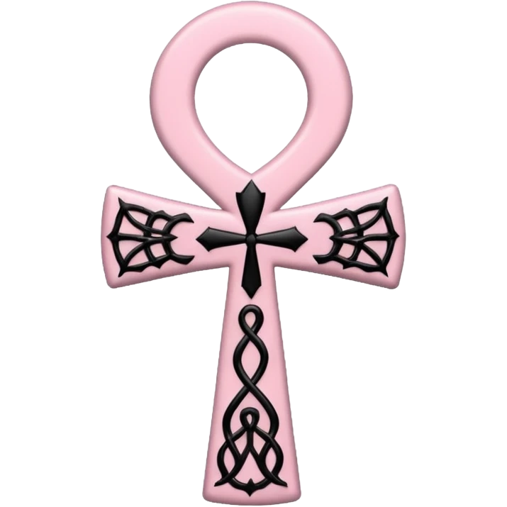 Light pink gothic ankh with black spiderwebs  emoji