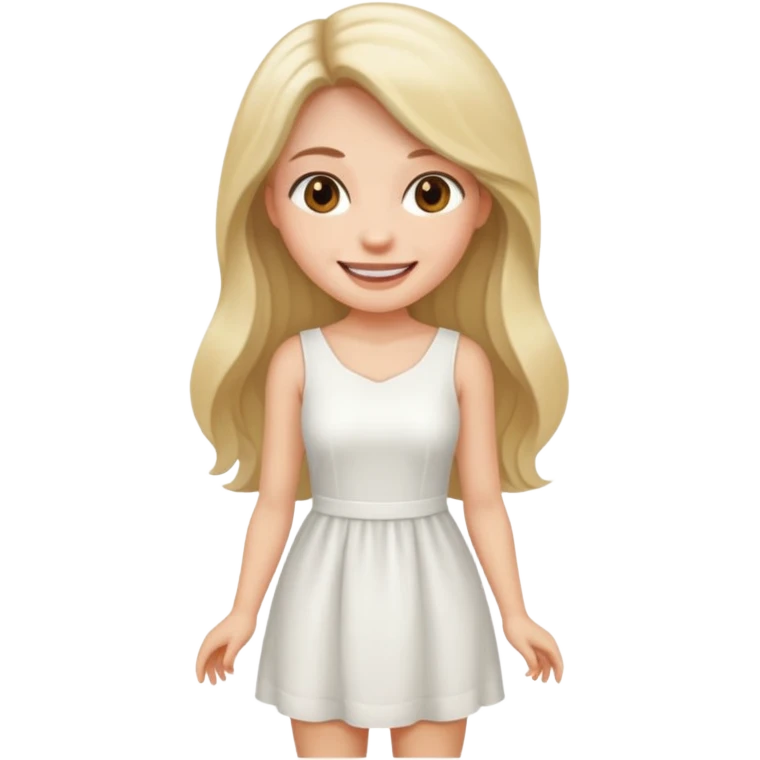 capelli piu lunghi e vestito bianco corto  emoji