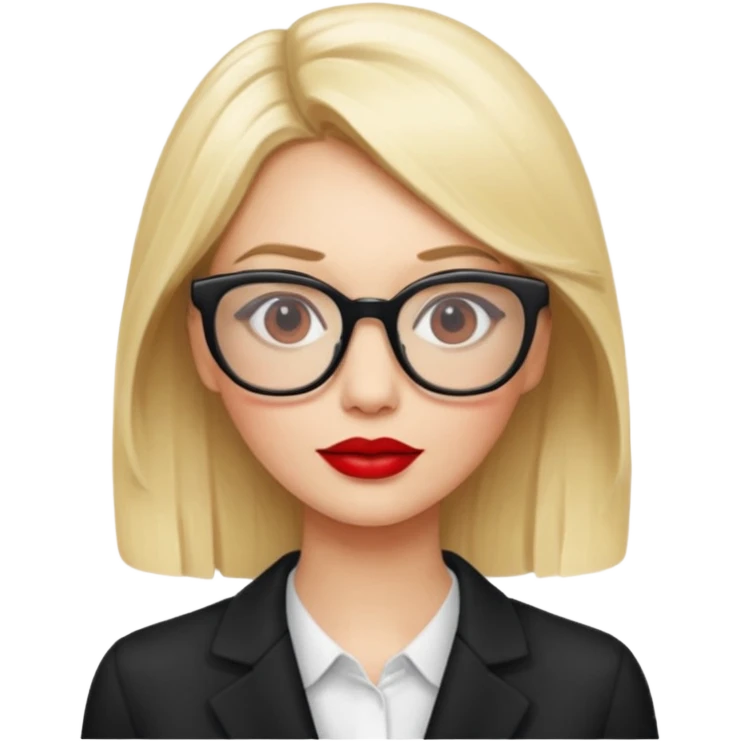 blonde with red lipstick and glasses emoji