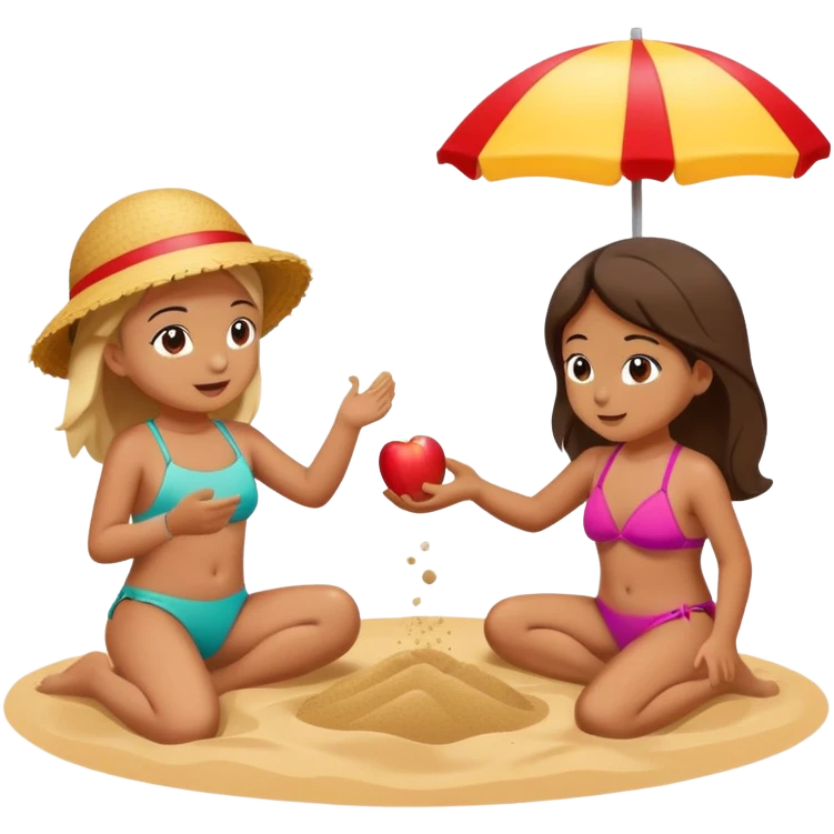 kids playing with sand on the beach apple ios emoji style emoji