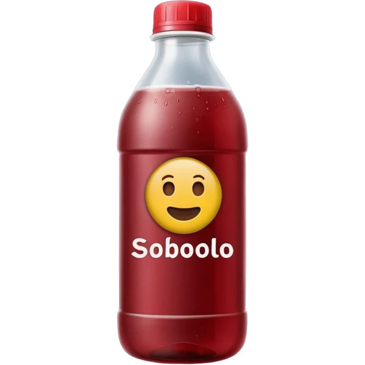 sobolo emoji (ghanain drink)  in a plastic bottle and make the juice dark red no face write sobolo on it emoji
